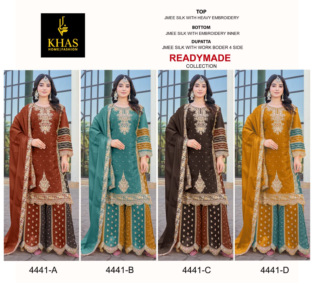 Khas 4441 Jimi Cho Silk Readymade Pakistani Suits Suppliers In India